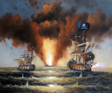 barco de guerra pirata Pinturas al óleo